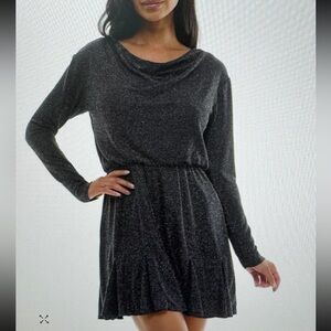 City Studio Black Long Sleeve Glitter Dress